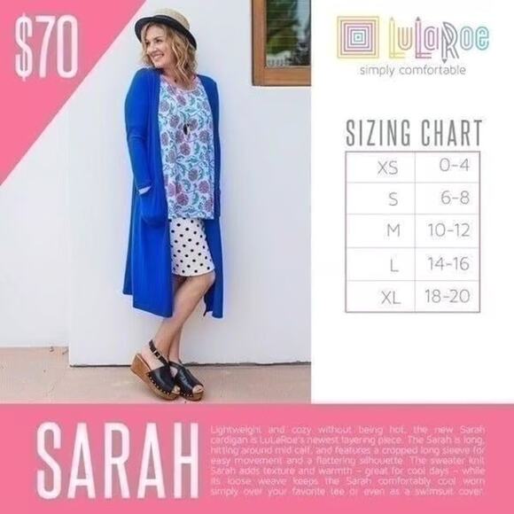 NWT LuLaRoe Blue Sarah Duster Cardigan Small - Picture 8 of 8
